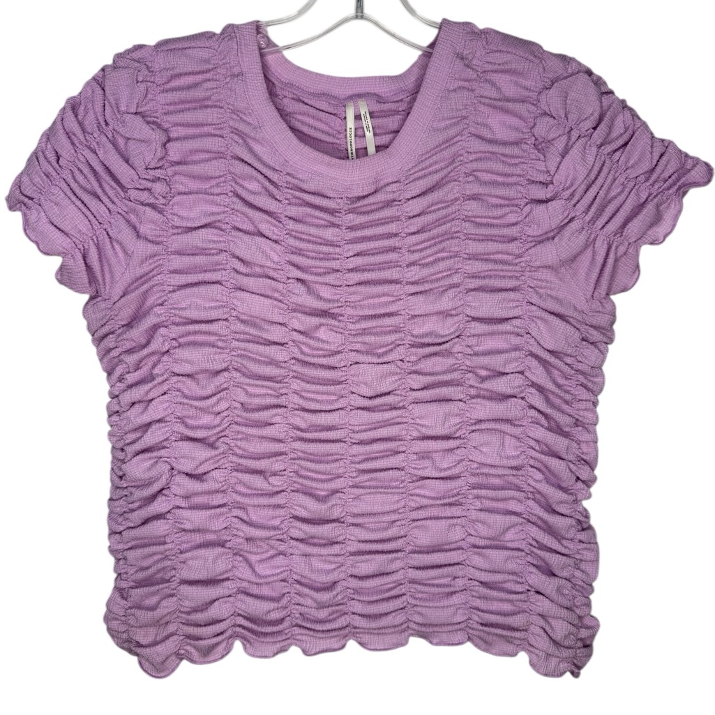 Anthropologie Ruched Baby Tee Purple Lavender Size Large